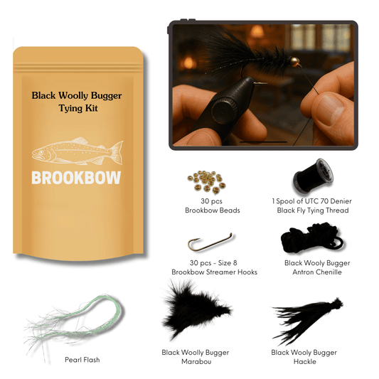 Brookbow Black Woolly Bugger Tying Kit - brookbow