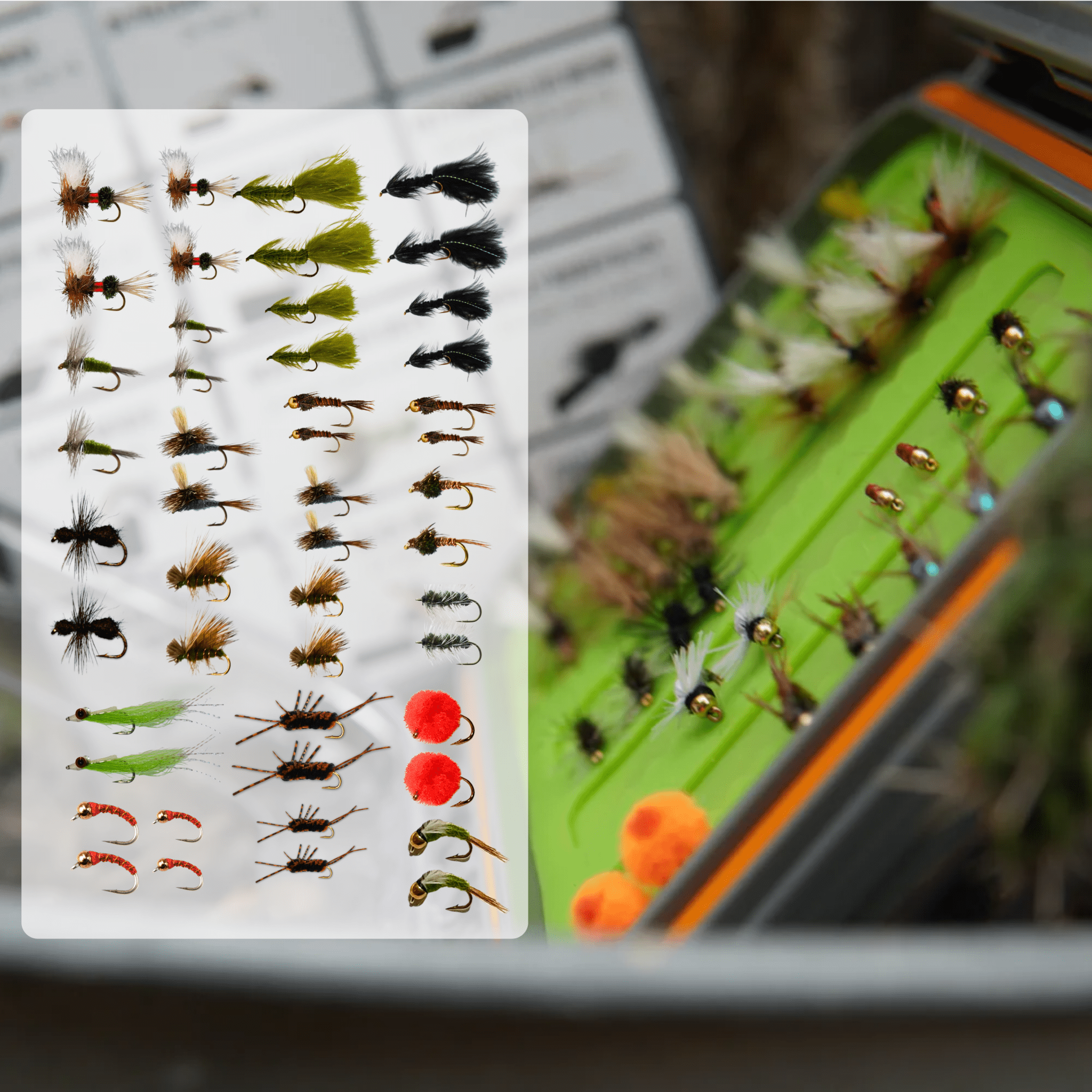 Guide's Stash 48 pcs Fly Fishing Flies Collection - brookbow