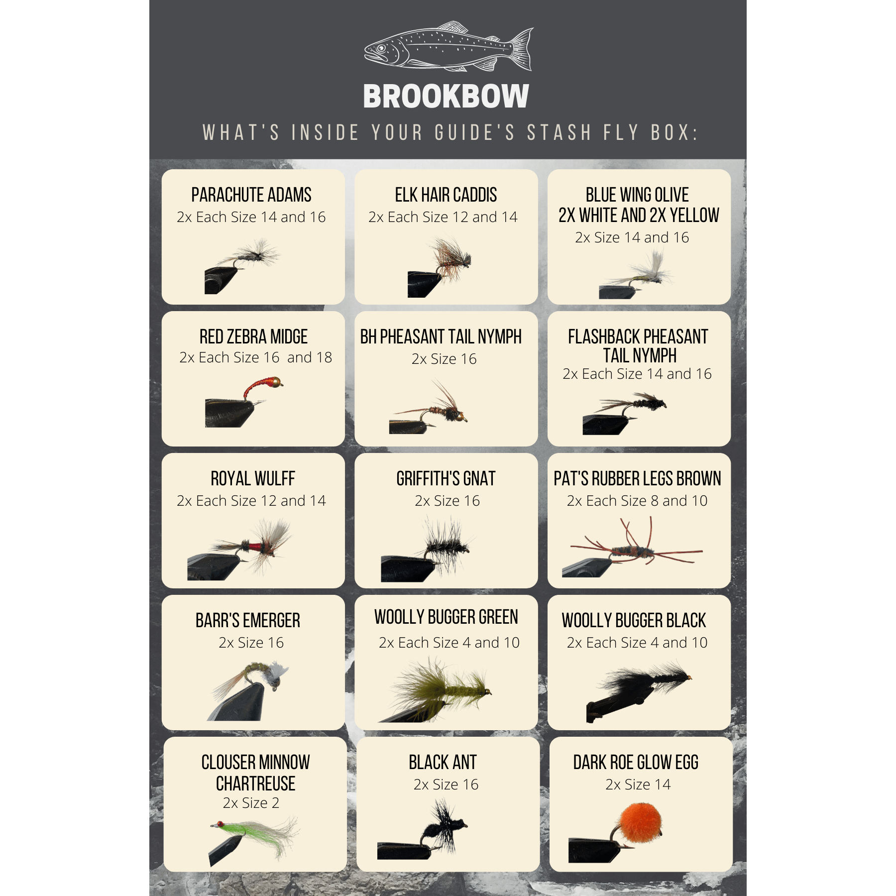 Guide's Stash 48 pcs Fly Fishing Flies Collection - brookbow